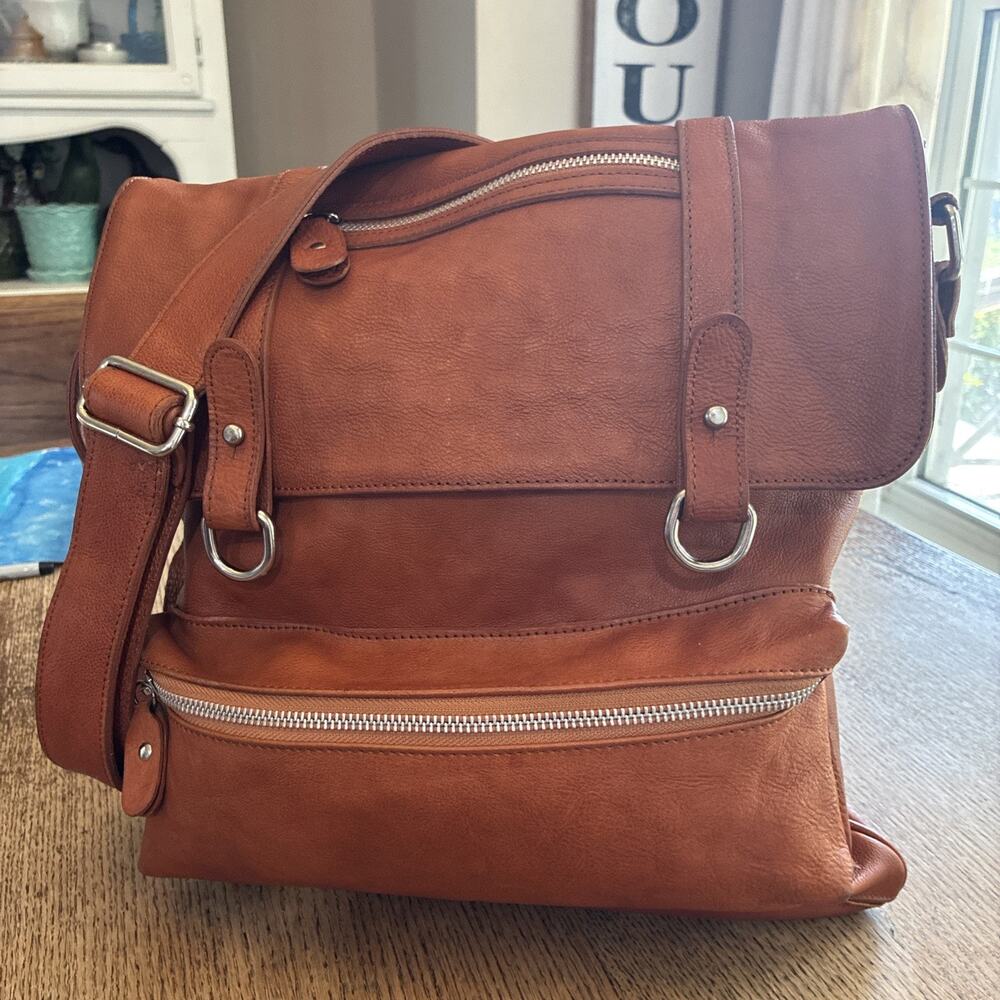 In Pell Genuine Leather Made In Italy Black Messenger Crossbody Purse
